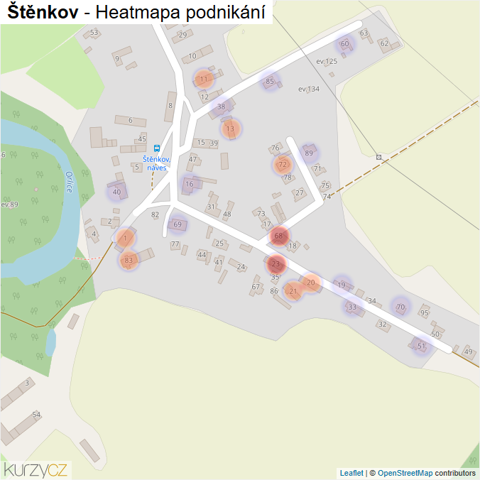 Mapa Štěnkov - Firmy v části obce.