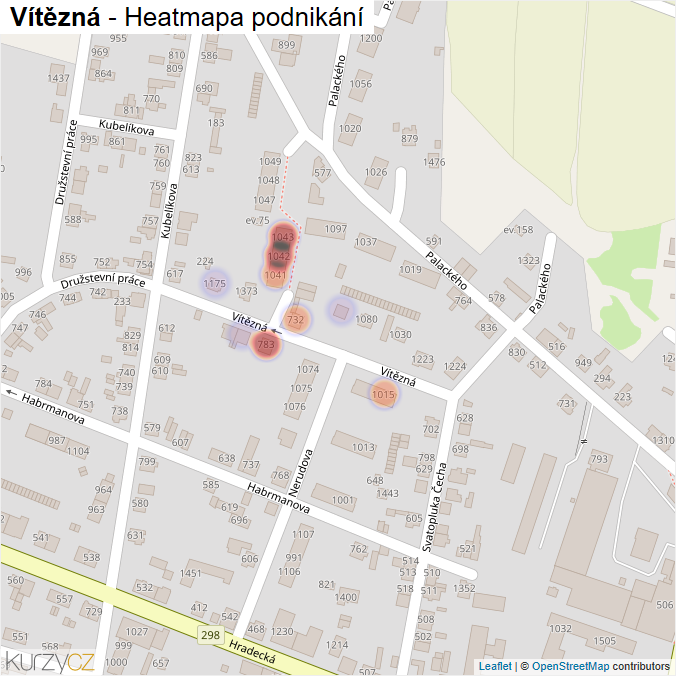 Mapa Vítězná - Firmy v ulici.