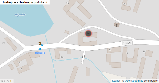 Třebějice - mapa podnikání