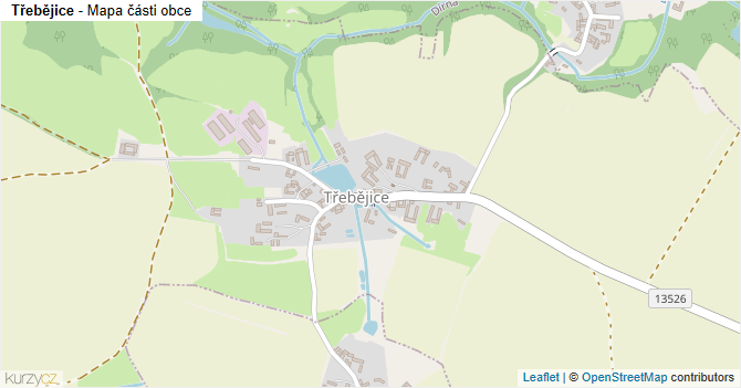 Třebějice - mapa části obce