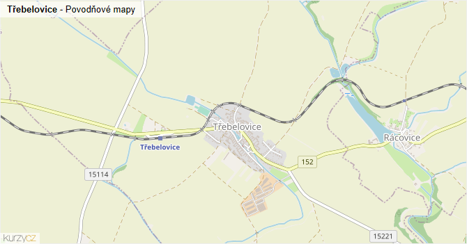 Třebelovice - záplavové mapy stoleté vody