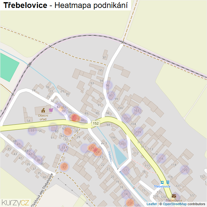 Mapa Třebelovice - Firmy v části obce.