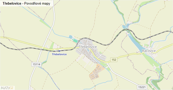 Třebelovice - záplavové mapy stoleté vody