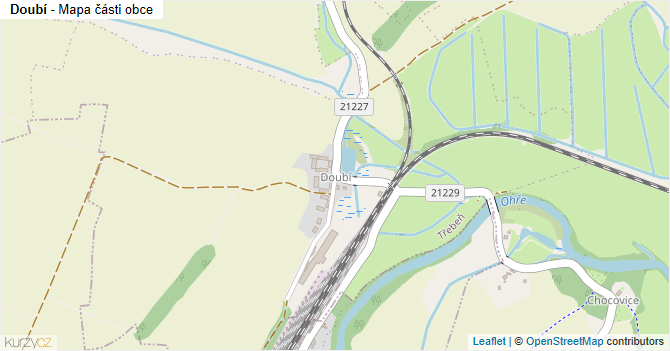 Doubí - mapa části obce
