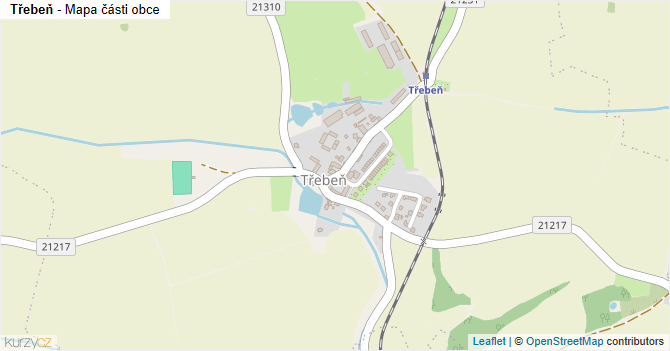 Třebeň - mapa části obce