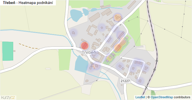 Třebeň - mapa podnikání
