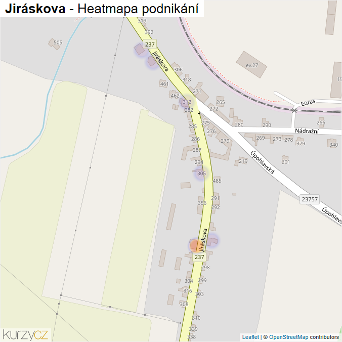 Mapa Jiráskova - Firmy v ulici.