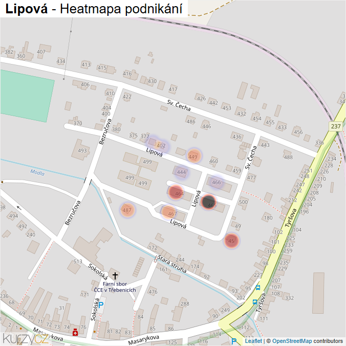 Mapa Lipová - Firmy v ulici.