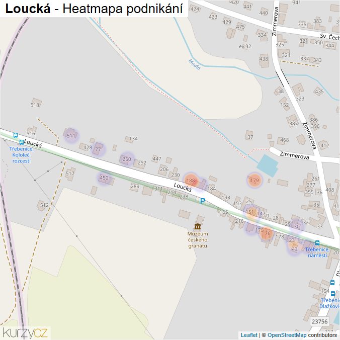 Mapa Loucká - Firmy v ulici.