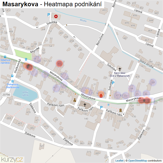 Mapa Masarykova - Firmy v ulici.