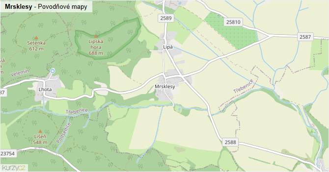Mrsklesy - záplavové mapy stoleté vody