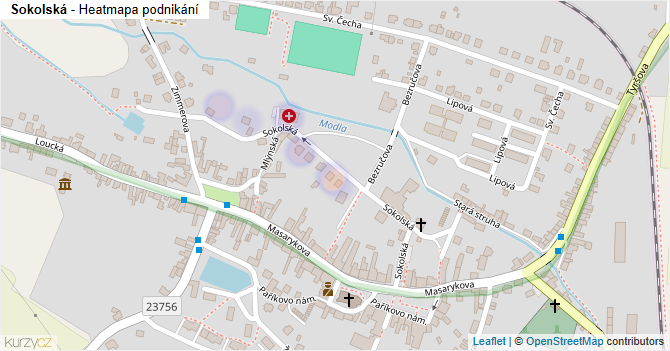 Sokolská - mapa podnikání