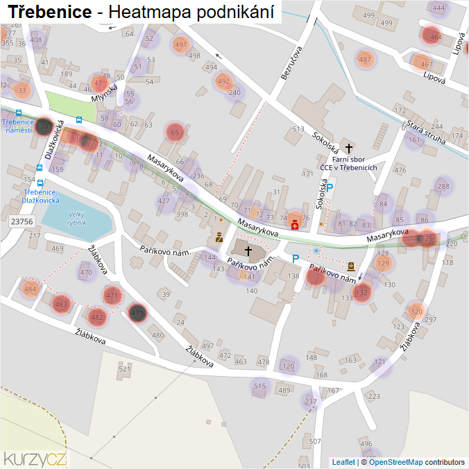 Mapa Třebenice - Firmy v části obce.