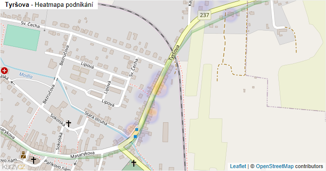 Tyršova - mapa podnikání