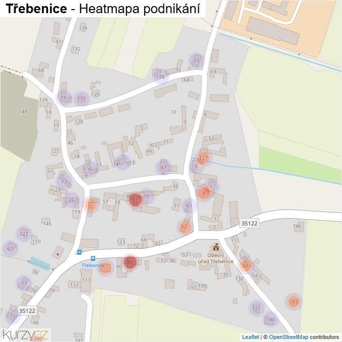 Mapa Třebenice - Firmy v části obce.