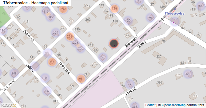 Třebestovice - mapa podnikání