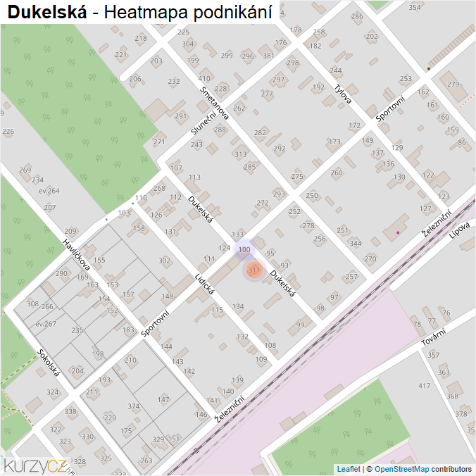 Mapa Dukelská - Firmy v ulici.