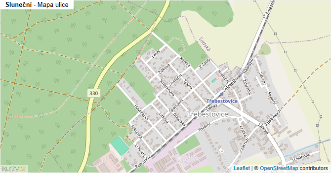Sluneční - mapa ulice