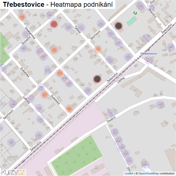 Mapa Třebestovice - Firmy v části obce.