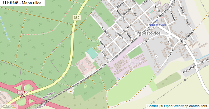 U hřiště - mapa ulice