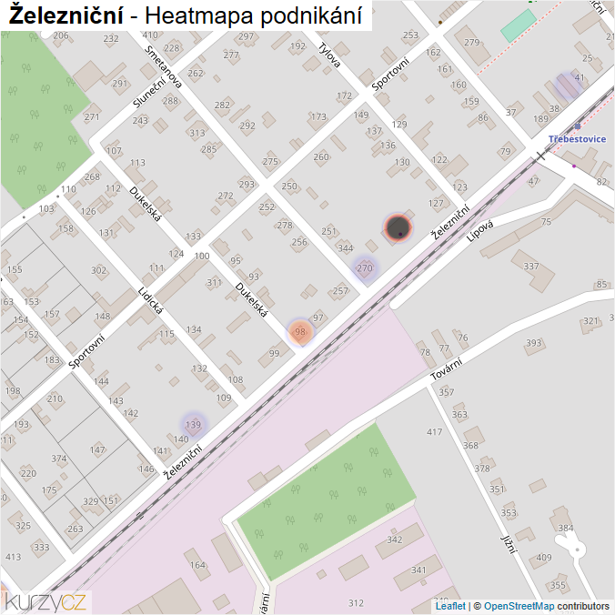 Mapa Železniční - Firmy v ulici.