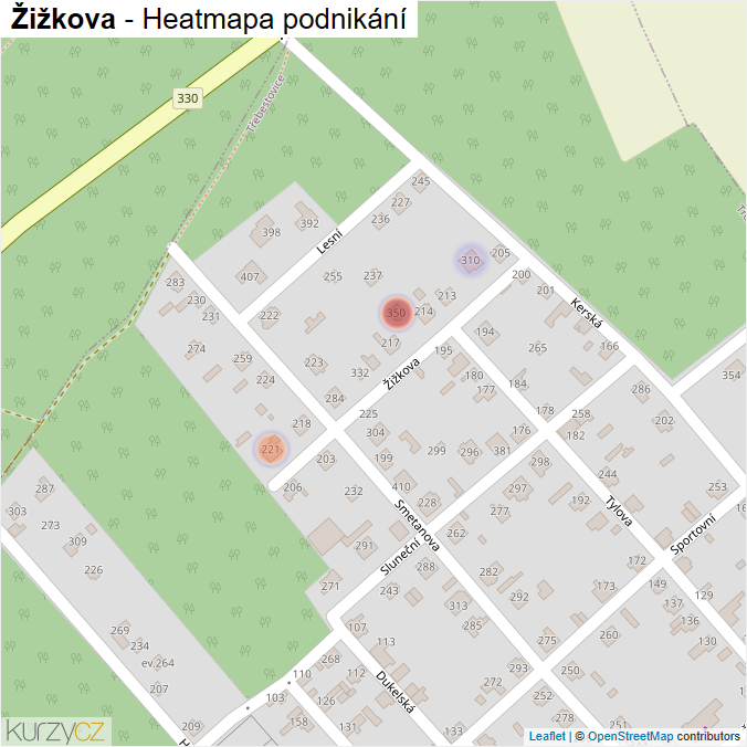 Mapa Žižkova - Firmy v ulici.