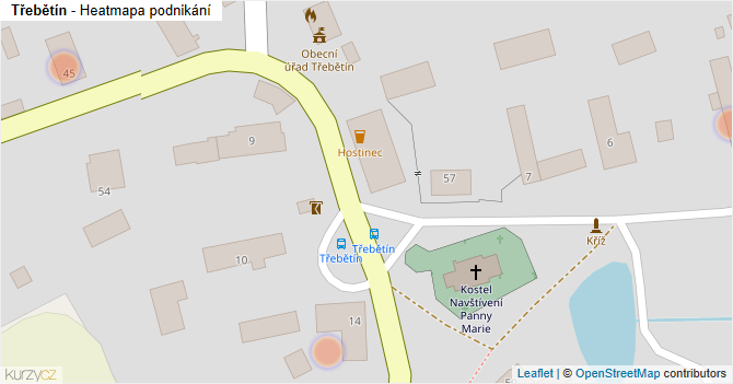 Třebětín - mapa podnikání