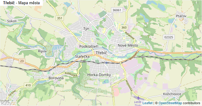 Třebíč - mapa města