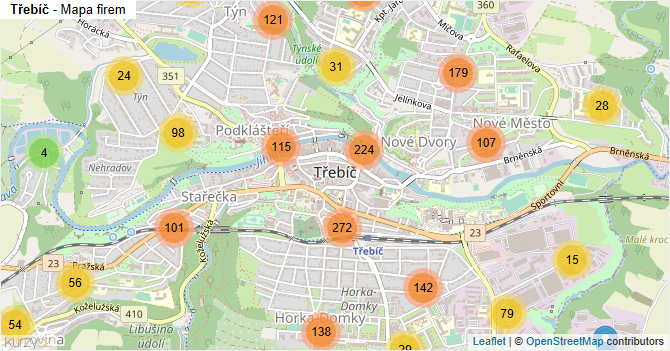 Třebíč - mapa firem