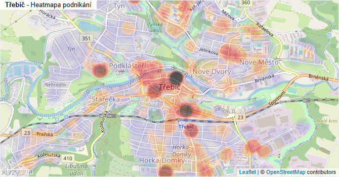 Třebíč - mapa podnikání