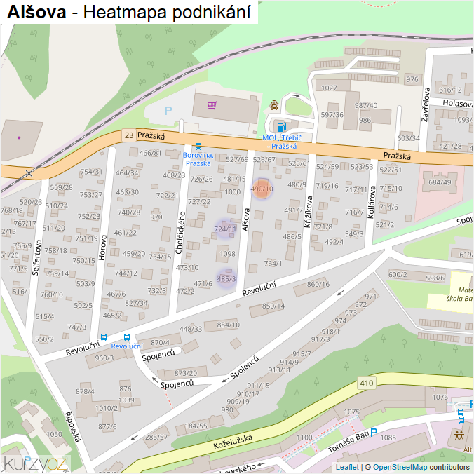 Mapa Alšova - Firmy v ulici.