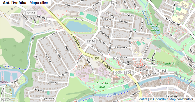 Ant. Dvořáka - mapa ulice