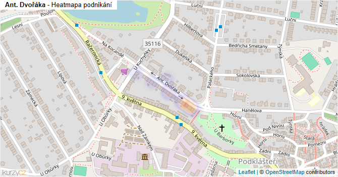 Ant. Dvořáka - mapa podnikání