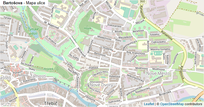 Bartošova - mapa ulice