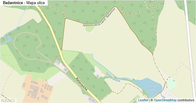 Bažantnice - mapa ulice