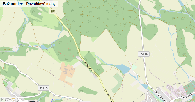 Bažantnice - záplavové mapy stoleté vody