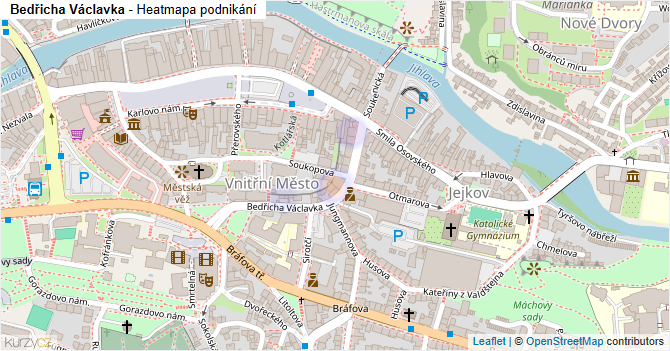 Bedřicha Václavka - mapa podnikání