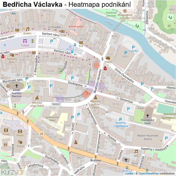 Mapa Bedřicha Václavka - Firmy v ulici.