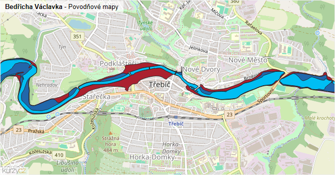 Bedřicha Václavka - záplavové mapy stoleté vody