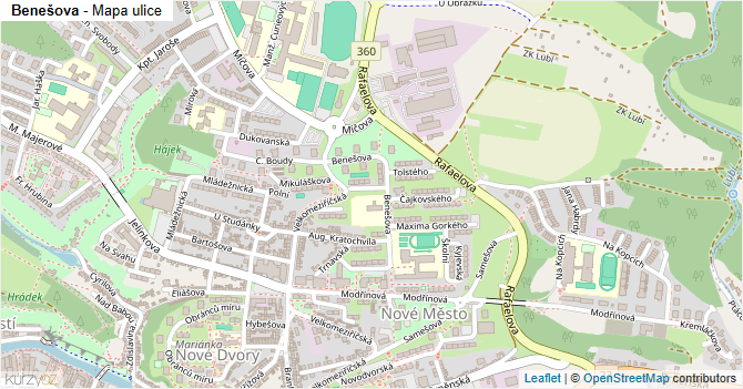 Benešova - mapa ulice
