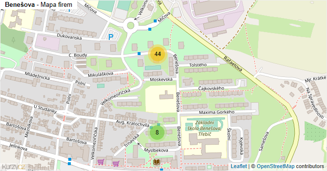 Benešova - mapa firem