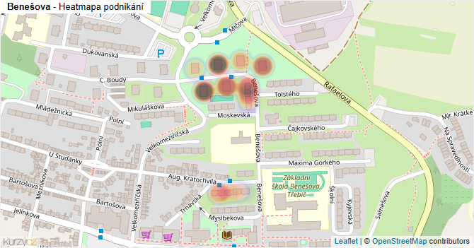Benešova - mapa podnikání