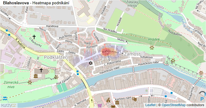 Blahoslavova - mapa podnikání