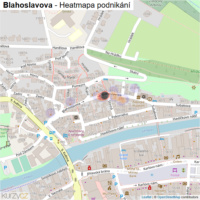 Mapa Blahoslavova - Firmy v ulici.