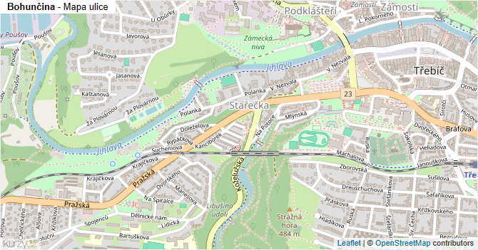 Bohunčina - mapa ulice