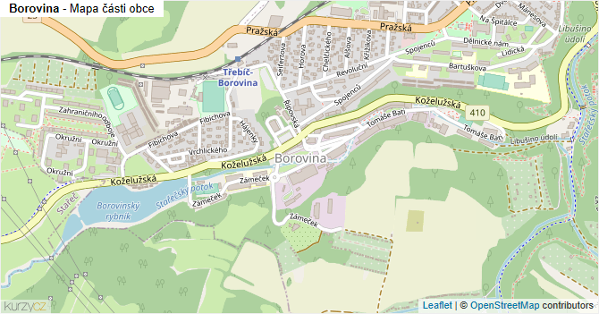 Borovina - mapa části obce