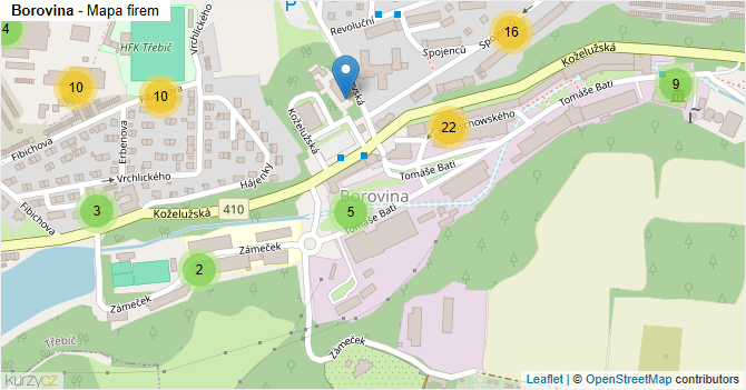 Borovina - mapa firem