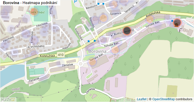 Borovina - mapa podnikání