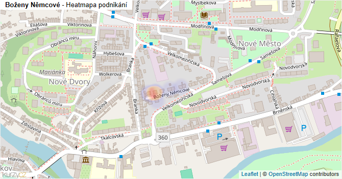 Boženy Němcové - mapa podnikání