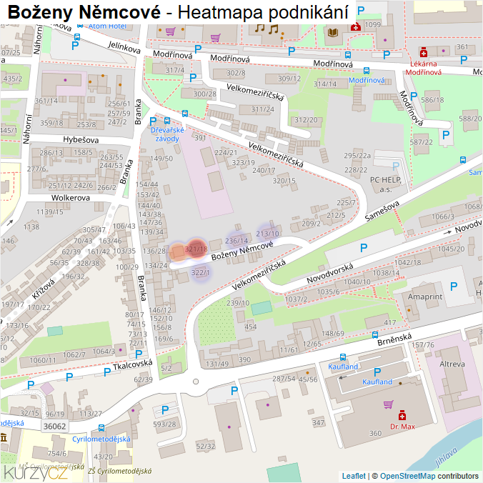 Mapa Boženy Němcové - Firmy v ulici.
